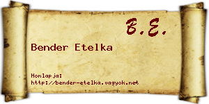Bender Etelka névjegykártya